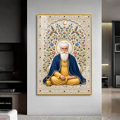Guru Nanak Devji Blue Shawl Premium Acrylic Vertical Wall Art