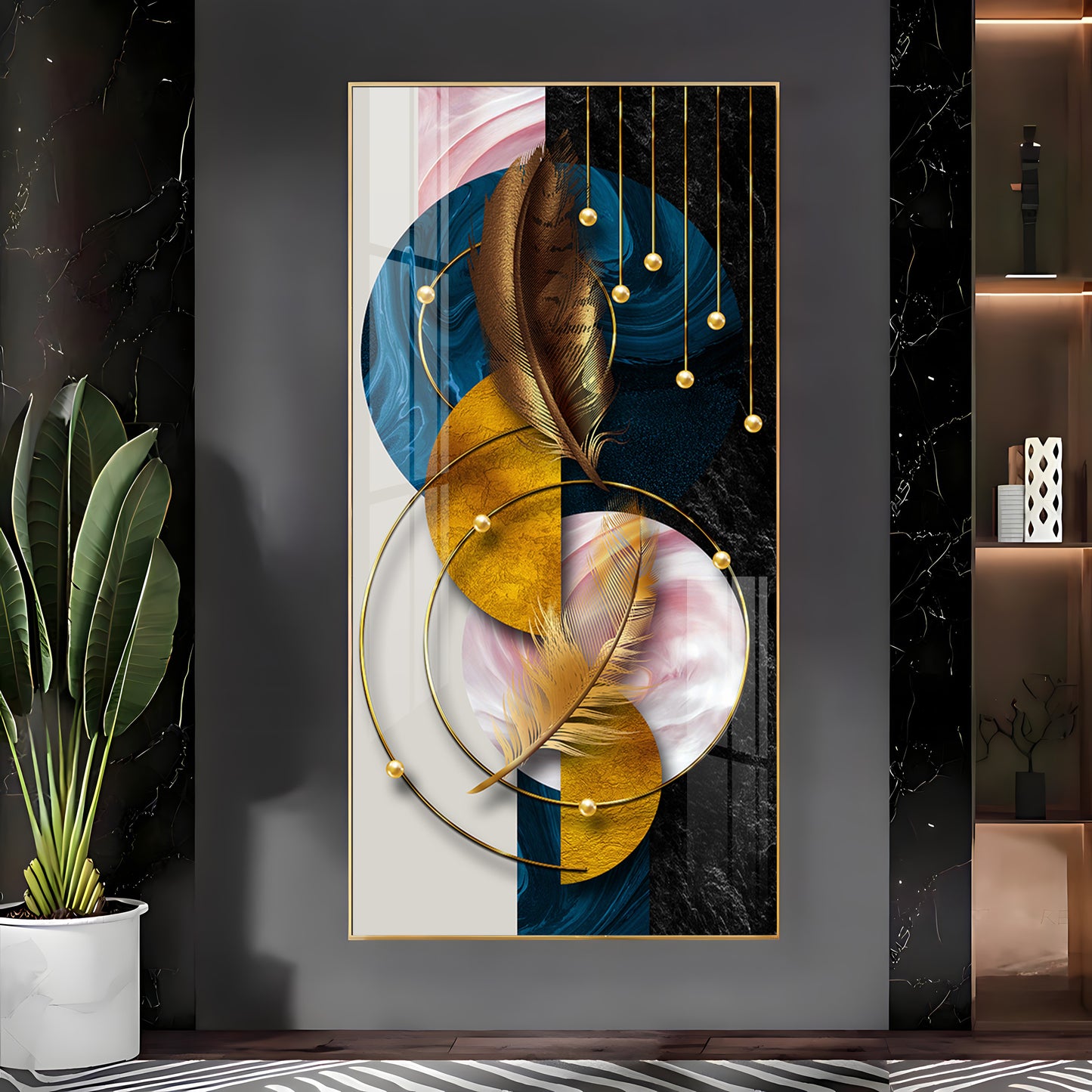 Luxurious Abstract Background With Feather Premium Acrylic Vertical Wall Art