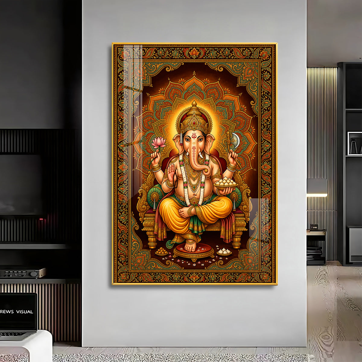 Divine Lord Ganesha Premium Acrylic Vertical Wall Art