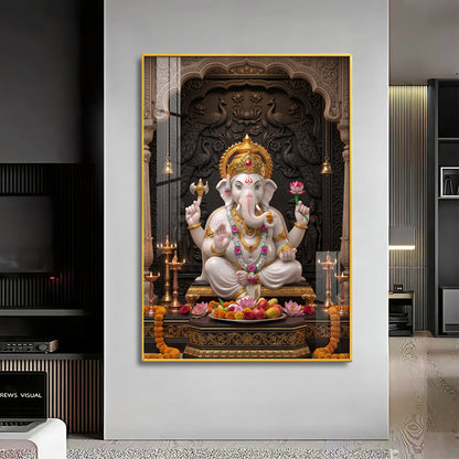Divine Vighnaharta Ganesh Ji Premium Acrylic Vertical Wall Art