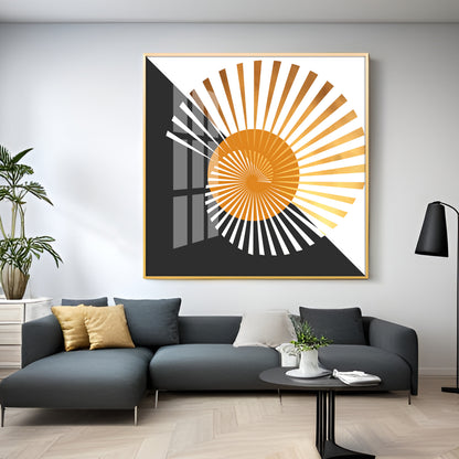 Golden Sunburst Premium Acrylic Square Wall Art