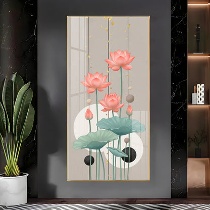 Pink Lotus Abstract Premium Acrylic Vertical Wall Art