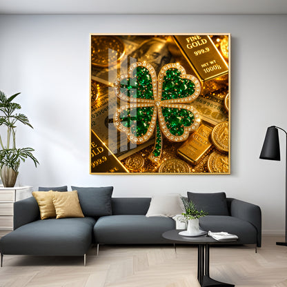 Green Gemstone Premium Acrylic Square Wall Art