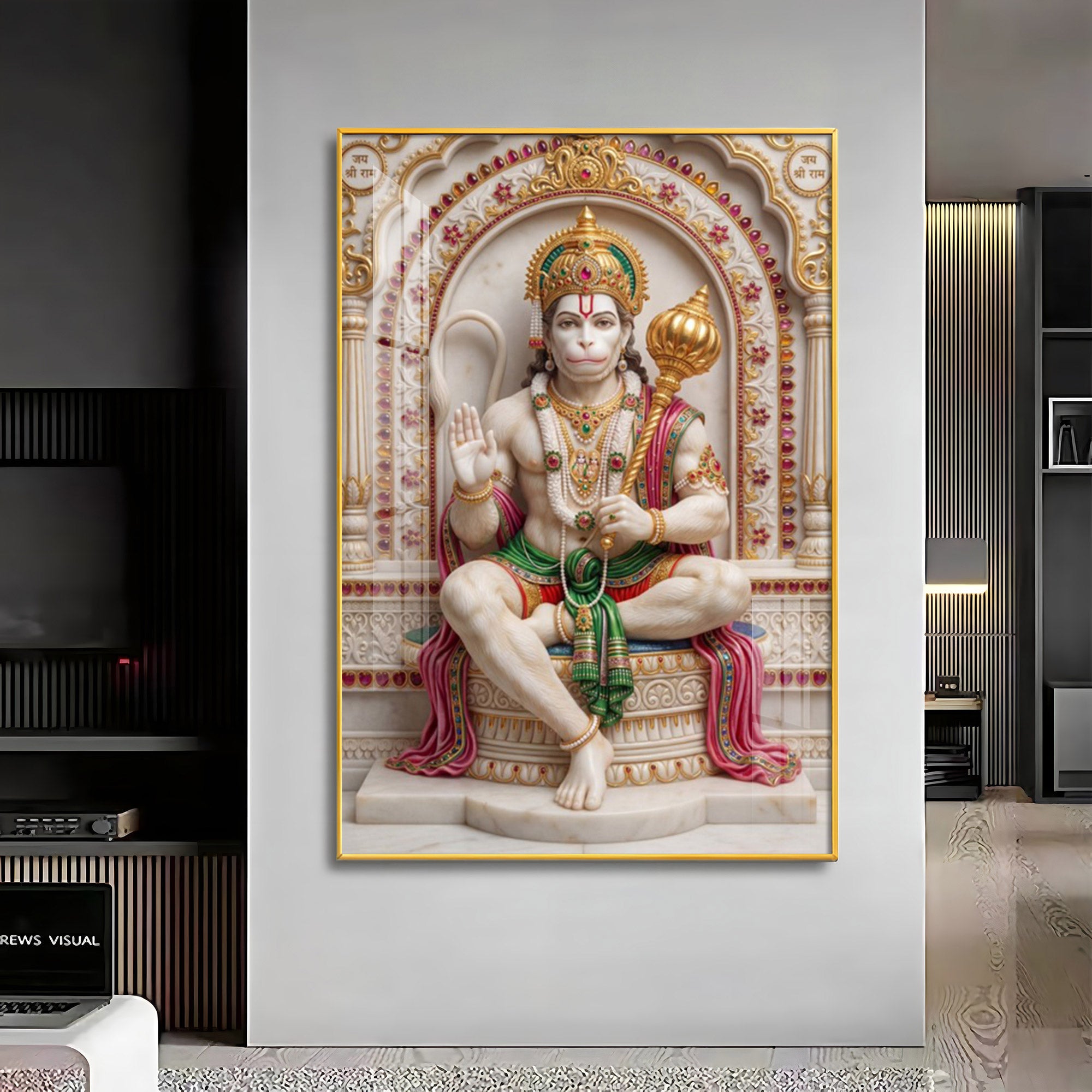 Peaceful Presence Bajarang Bali Premium Acrylic Vertical Wall Art