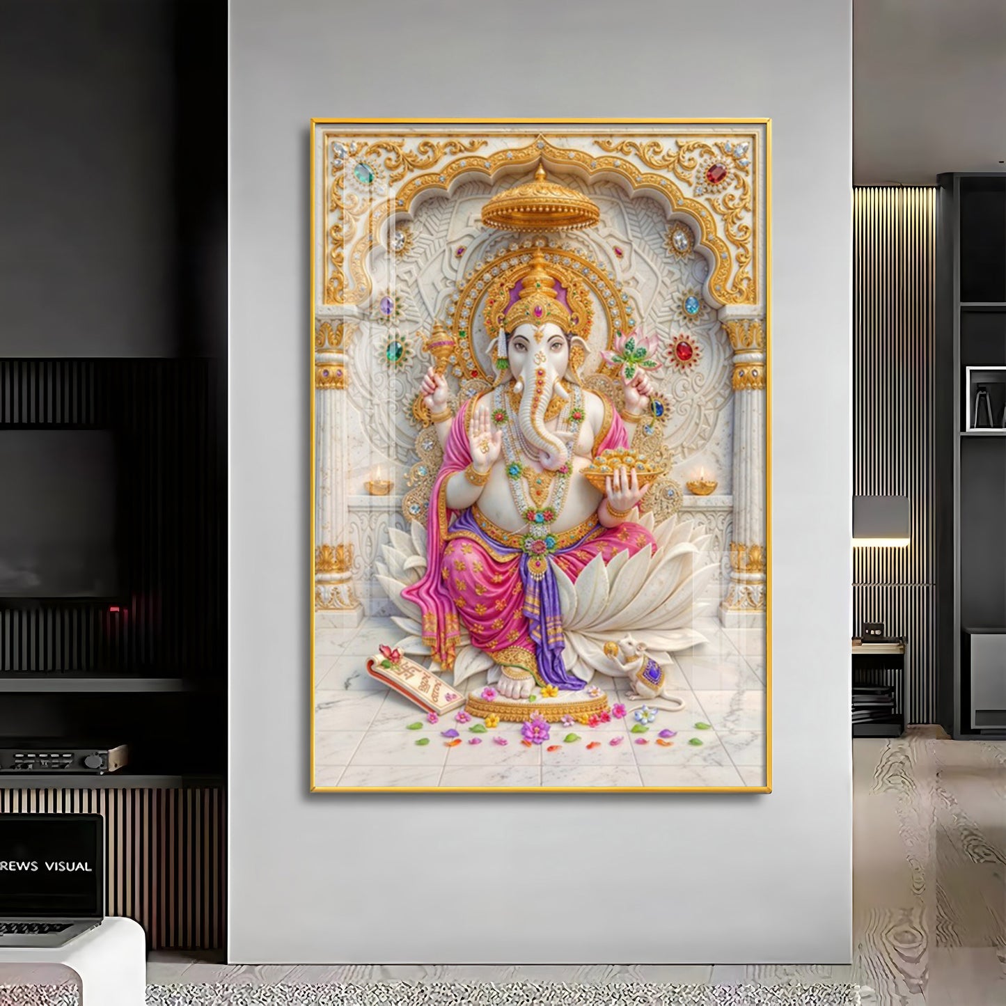 Sacred Ganpati Maharaj Premium Acrylic Vertical Wall Art