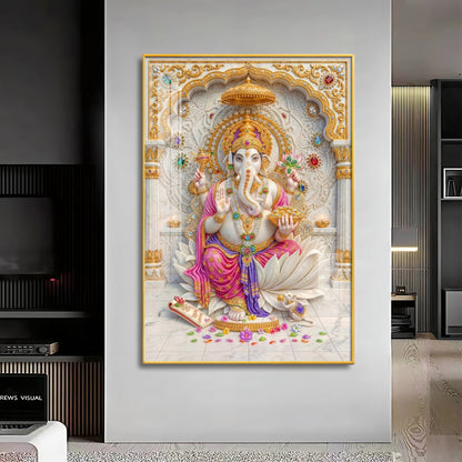 Sacred Ganpati Maharaj Premium Acrylic Vertical Wall Art