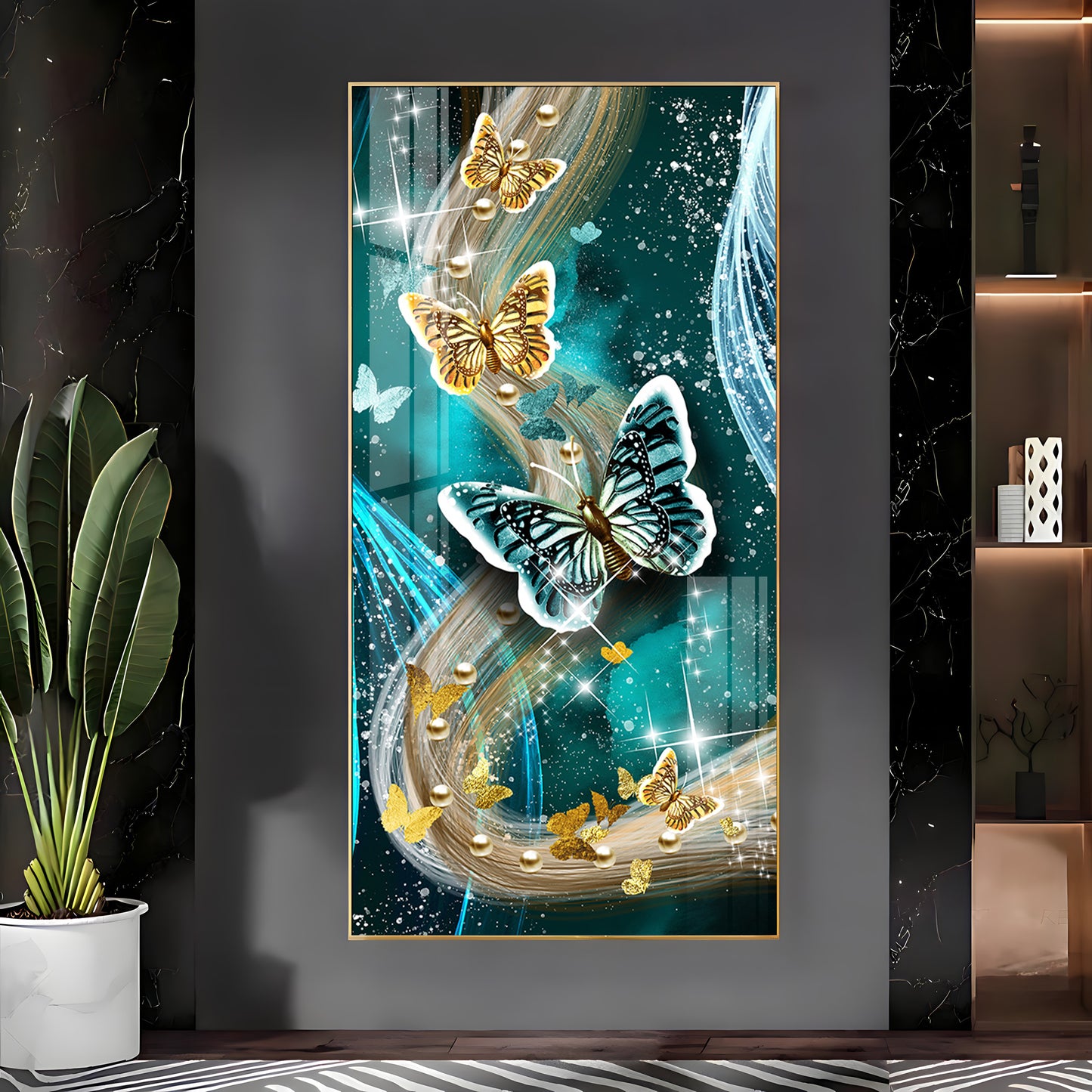 Pair Of Butterfly Premium Acrylic Vertical Wall Art
