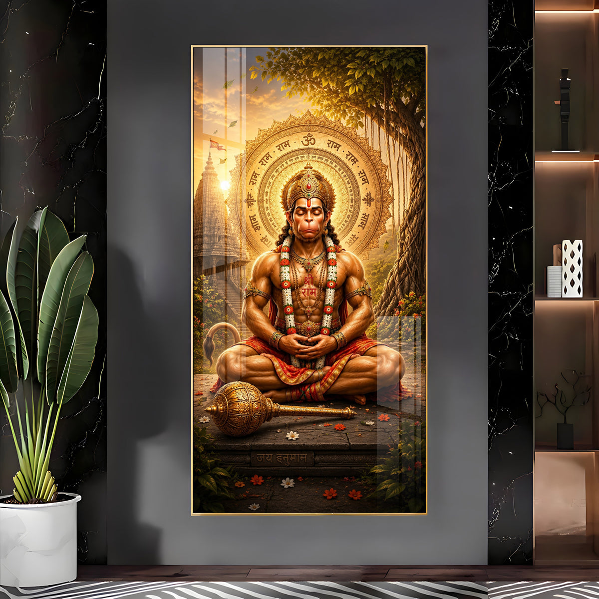 Divine Lord Hanuman's Premium Acrylic Vertical Wall Art