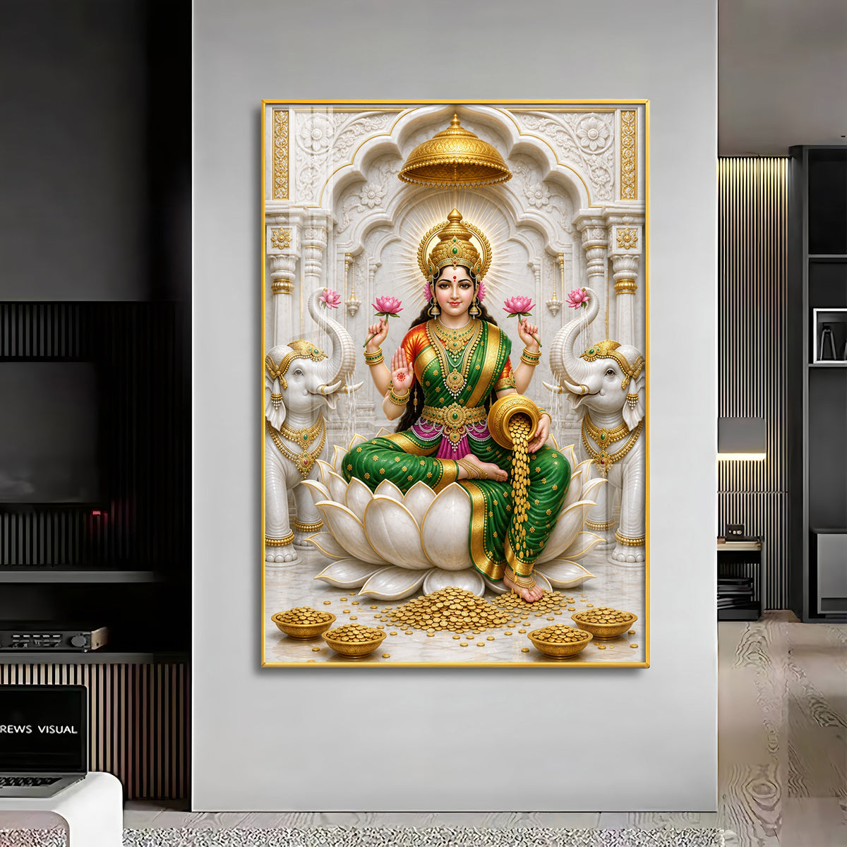 Gajalakshmi Premium Acrylic Vertical Wall Art