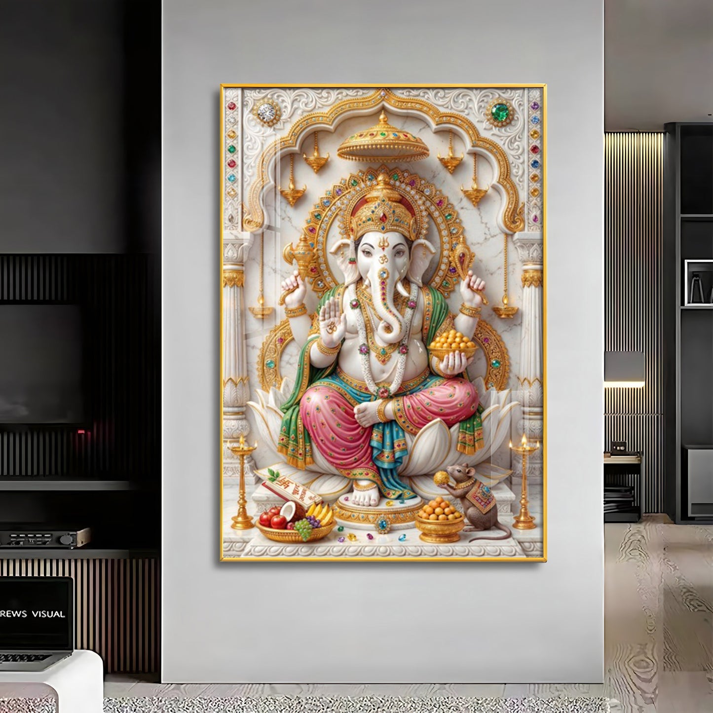 Radiance of Peace Ganesh Ji Premium Acrylic Vertical Wall Art