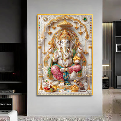 Radiance of Peace Ganesh Ji Premium Acrylic Vertical Wall Art