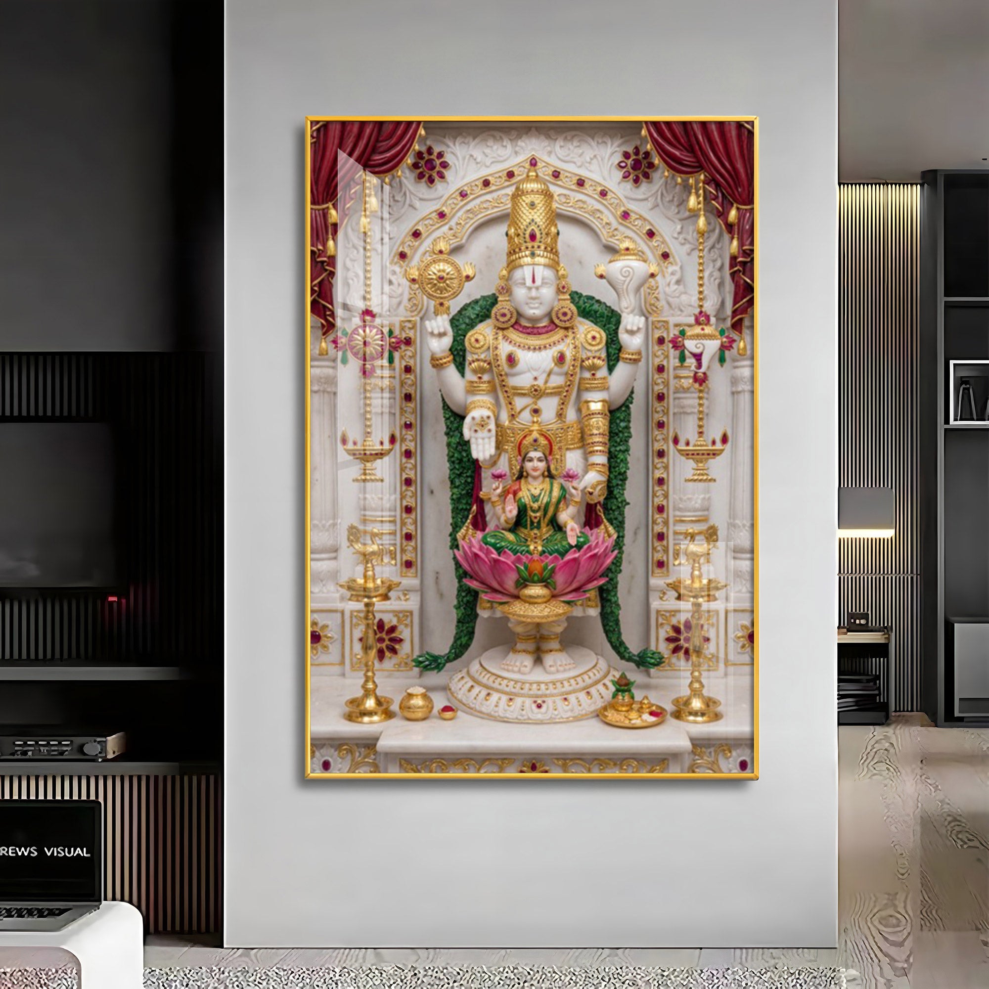 Maa Laxmi Lord Venkateswara Premium Acrylic Vertical Wall Art