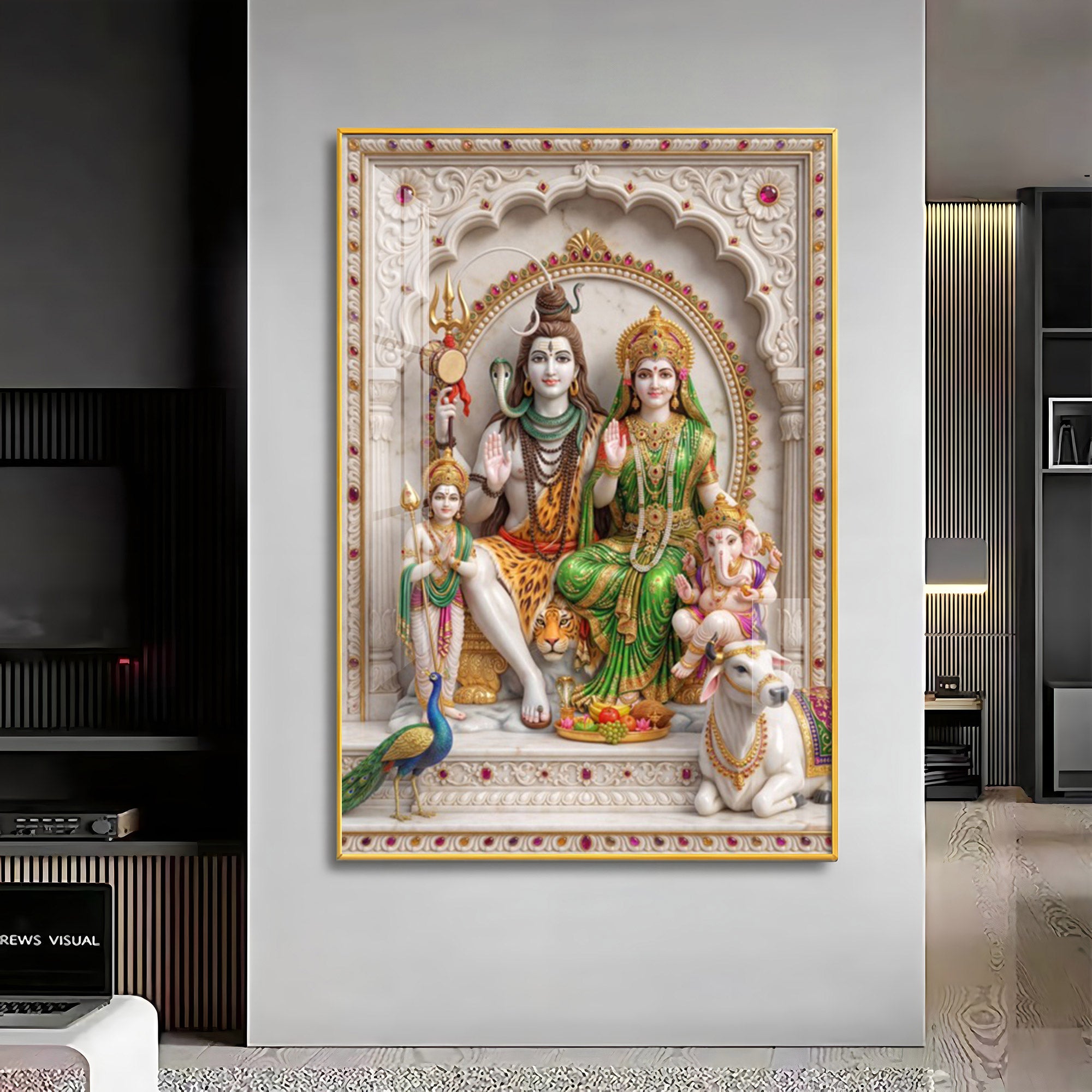 Cosmic Energy Of Shiv Parivar Premium Acrylic Vertical Wall Art