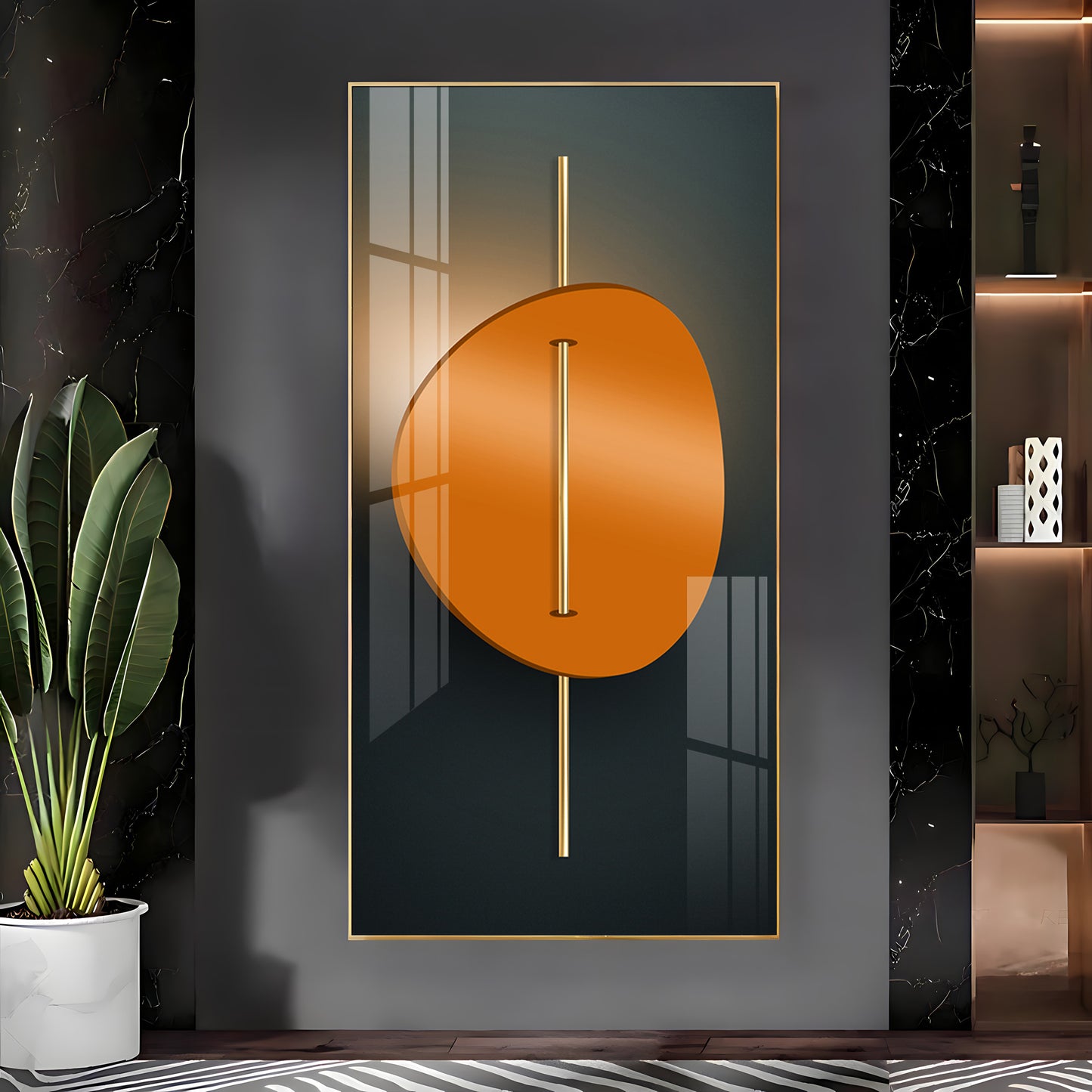 Abstract Orange Moon Premium Acrylic Vertical Wall Art