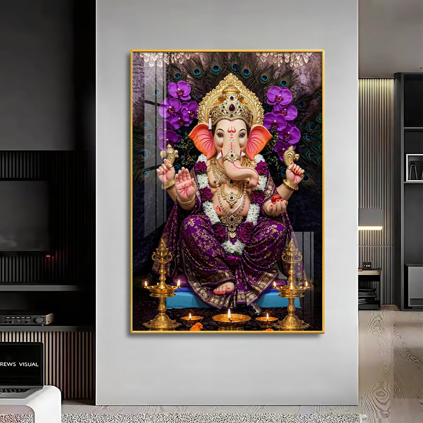 Hindu God Ganpati Bappa Premium Acrylic Vertical Wall Art