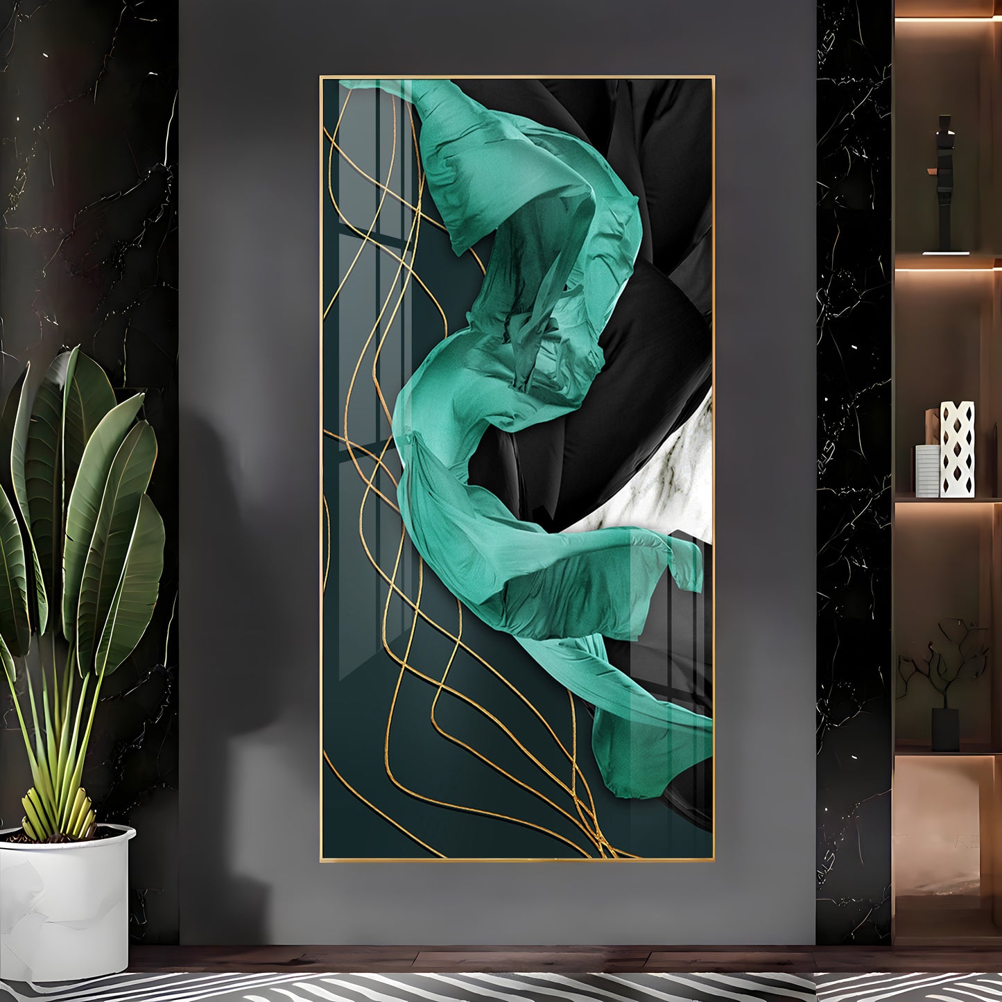 Emerald Elegance Premium Acrylic Vertical Wall Art