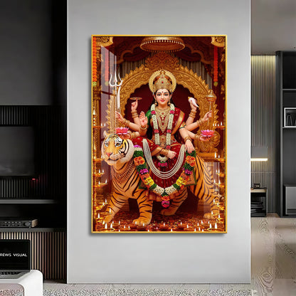 Divine Maa Durga Premium Acrylic Vertical Wall Art