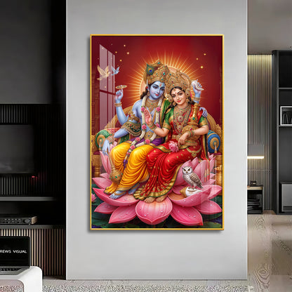 Lord Vishnu & Maa Lakshmi Premium Acrylic Vertical Wall Art
