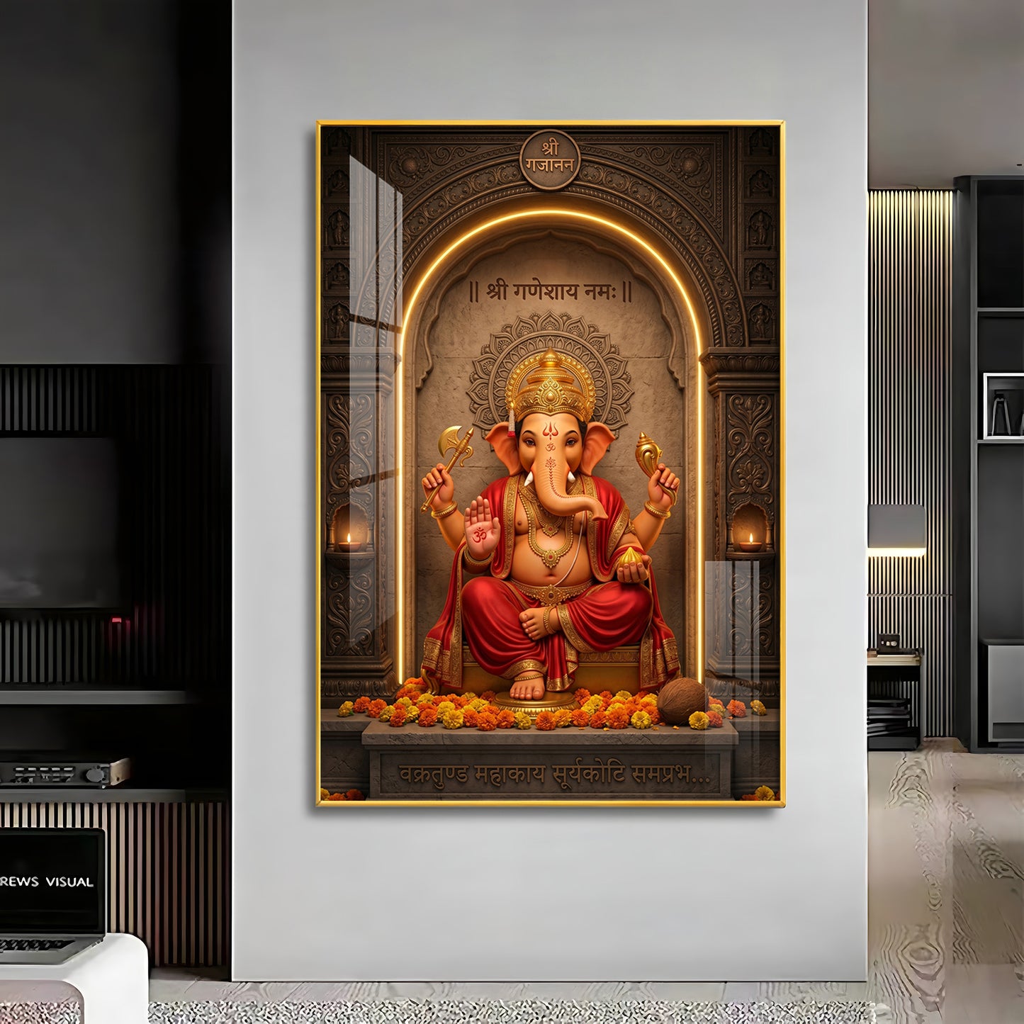 Divine Ganpati Bappa Premium Acrylic Vertical Wall Art