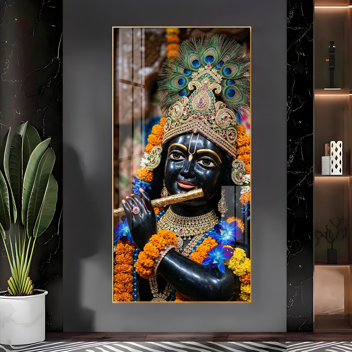 Divine Melody Krishna Premium Acrylic Vertical Wall Art