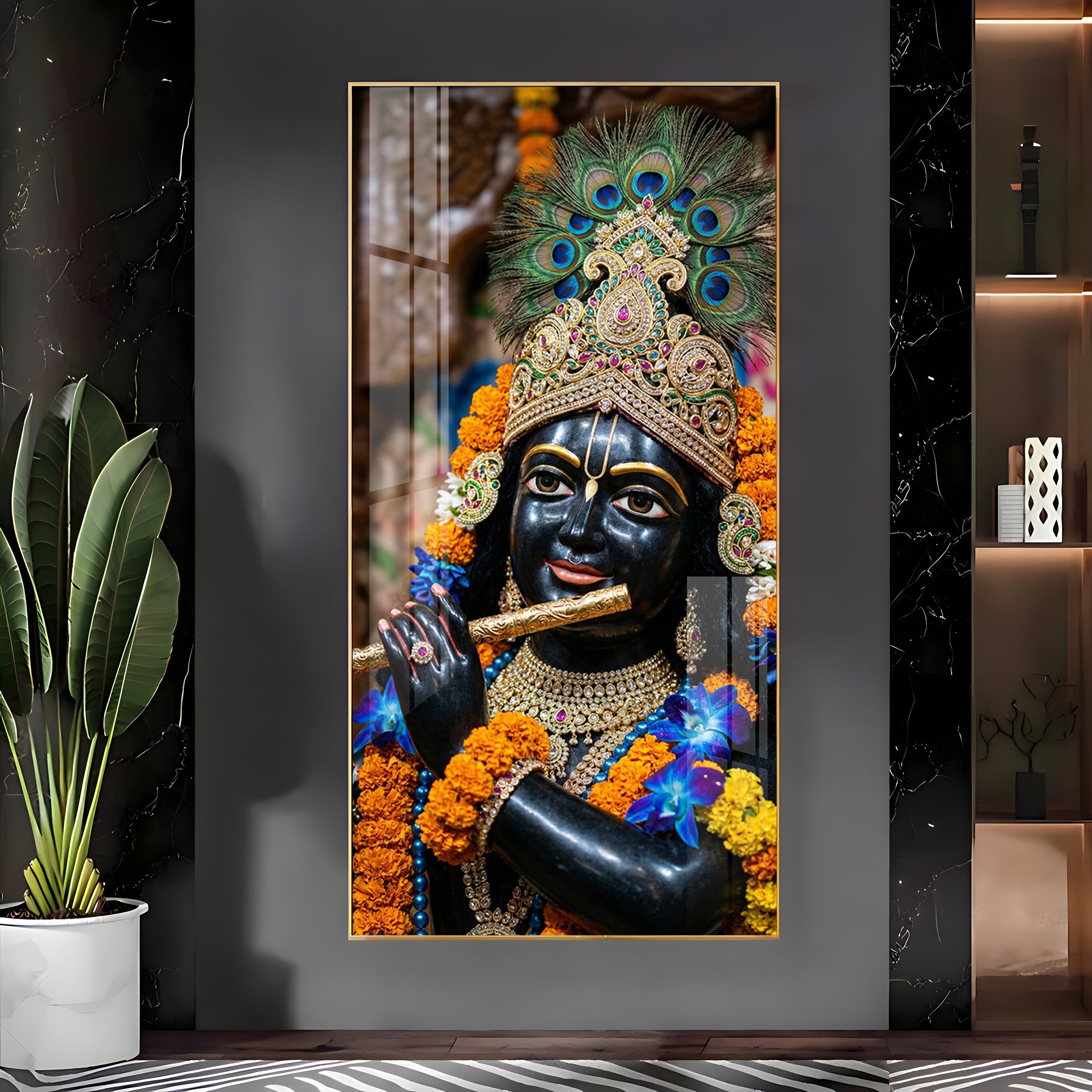 Divine Melody Krishna Premium Acrylic Vertical Wall Art