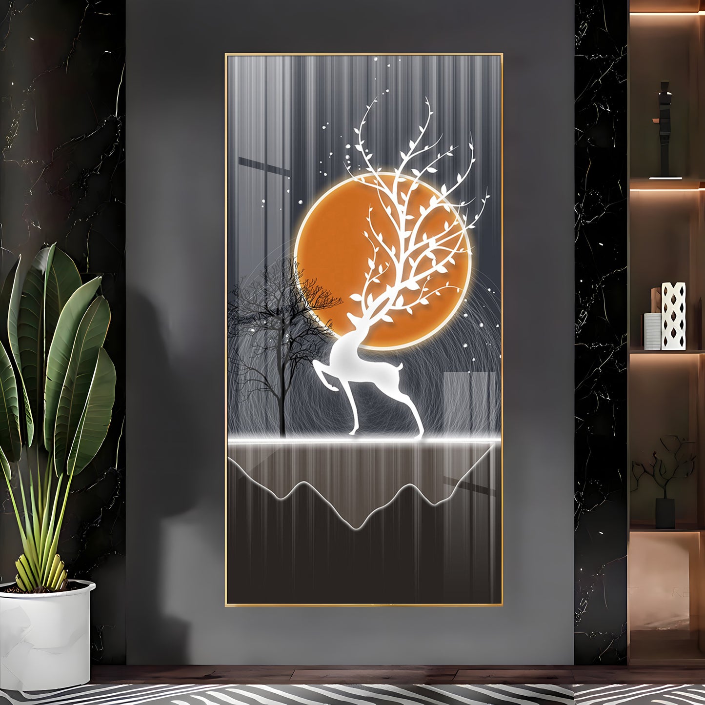 Luminious Deer Premium Acrylic Vertical Wall Art