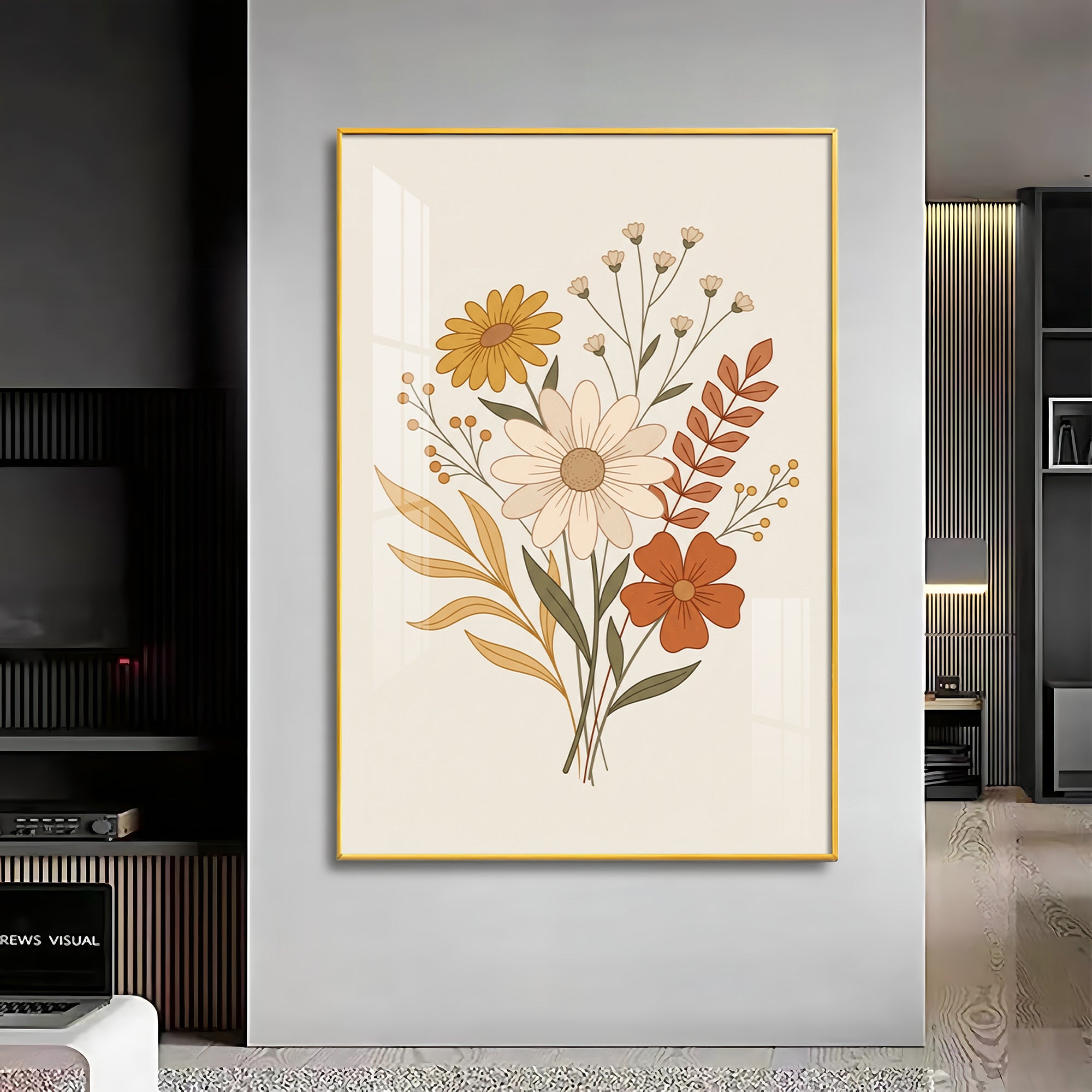 Boho Wildflower Bouquet Premium Acrylic Vertical Wall Art