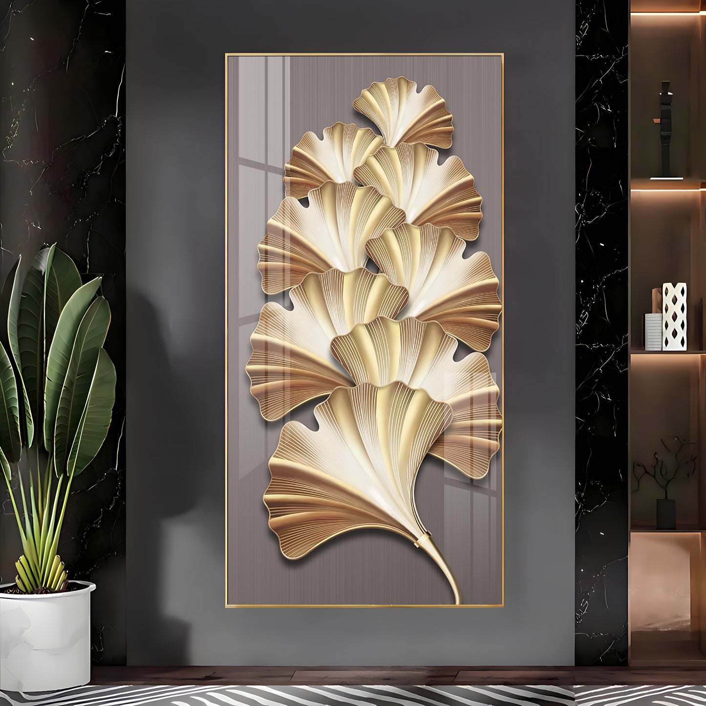 Golden Glow Premium Acrylic Vertical Wall Art