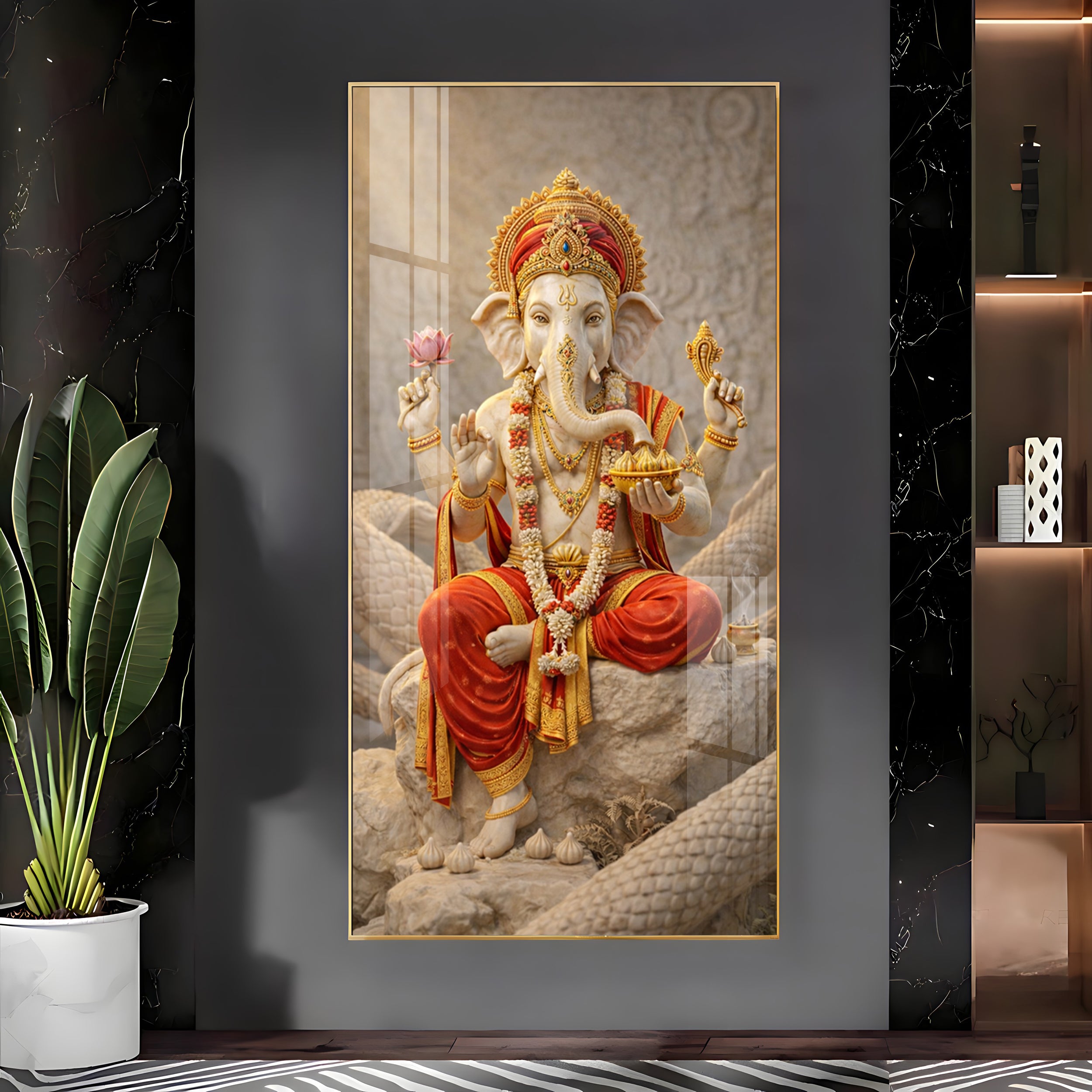 Divine Shree Ganesha Guardian Premium Acrylic Vertical Wall Art