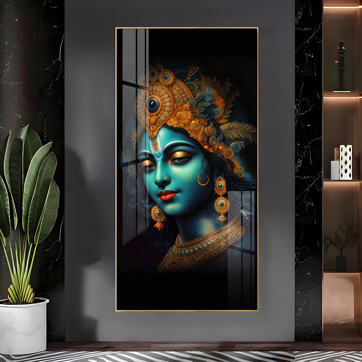 Lord Shree Krishna Premium Acrylic Vertical Wall Art