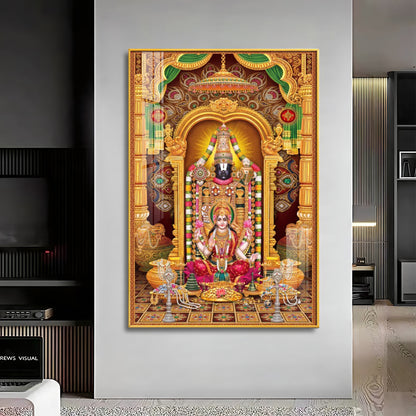 Tirupati Balaji With Goddess Lakshmi Premium Acrylic Vertical Wall Art
