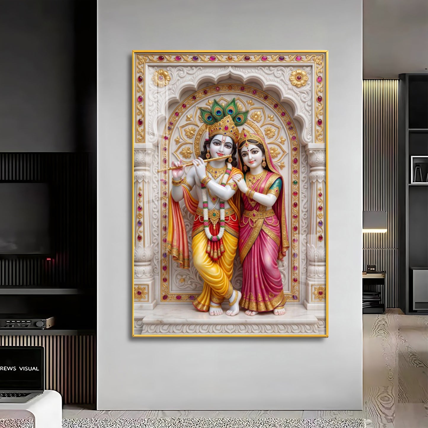 Blessings Of Radha Krishna Premium Acrylic Vertical Wall Art