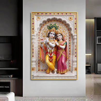 Blessings Of Radha Krishna Premium Acrylic Vertical Wall Art
