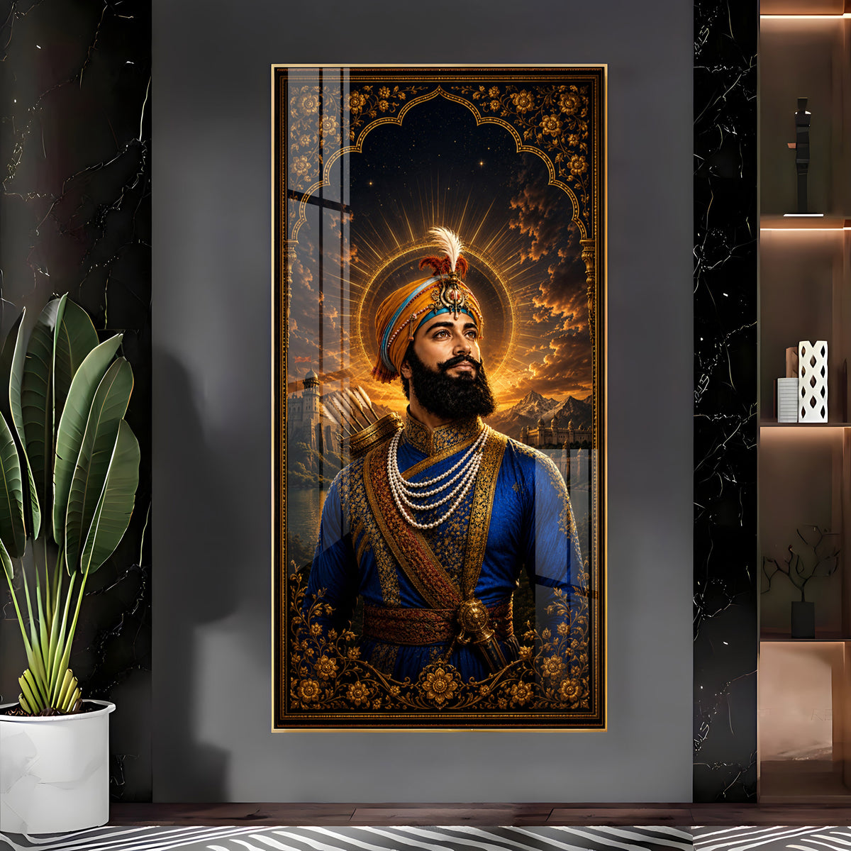 Guru Gobind Singh Ji Royal Blue Attire Premium Acrylic Vertical Wall Art