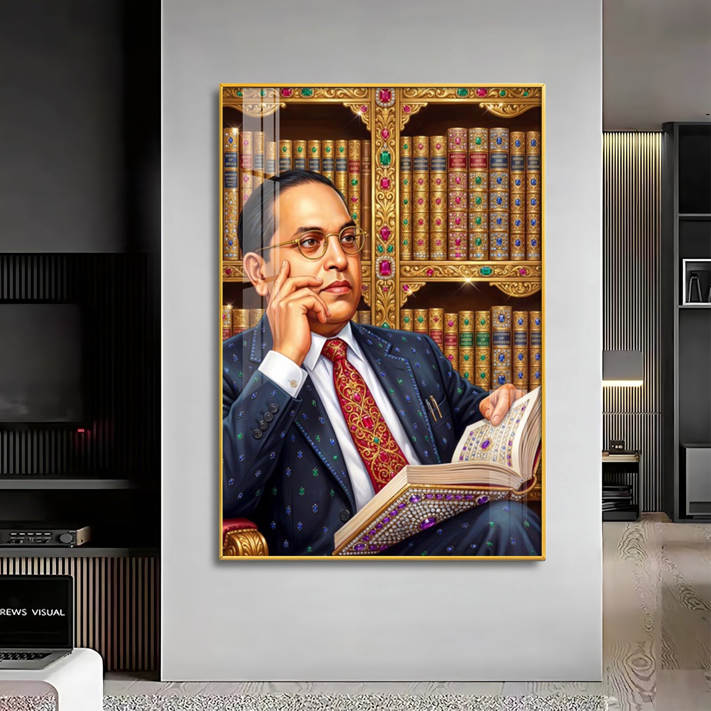 Babasaheb With Indian Constitution Premium Acrylic Vertical Wall Art