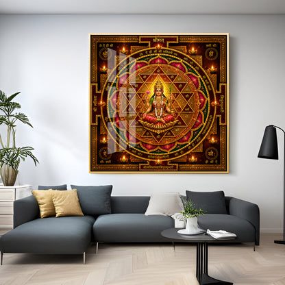 Shri Lalita Tripura Sundari Yantra Premium Acrylic Square Wall Art