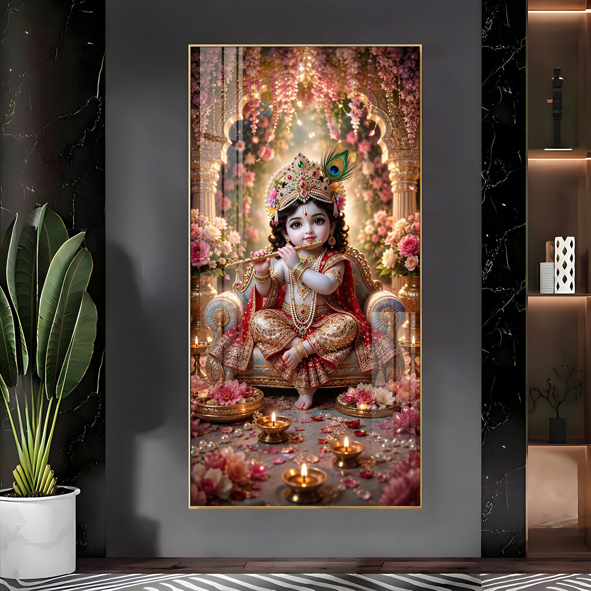 Divine Bhagwan Krishna Premium Acrylic Vertical Wall Art