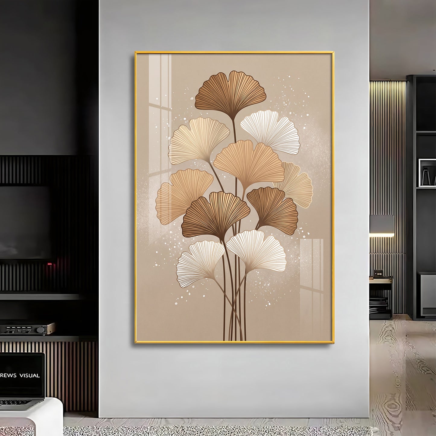 Ginkgo Biloba Line Art Premium Acrylic Vertical Wall Art