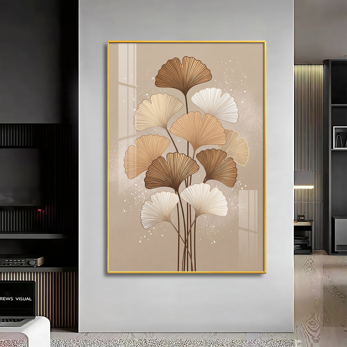 Ginkgo Biloba Line Art Premium Acrylic Vertical Wall Art
