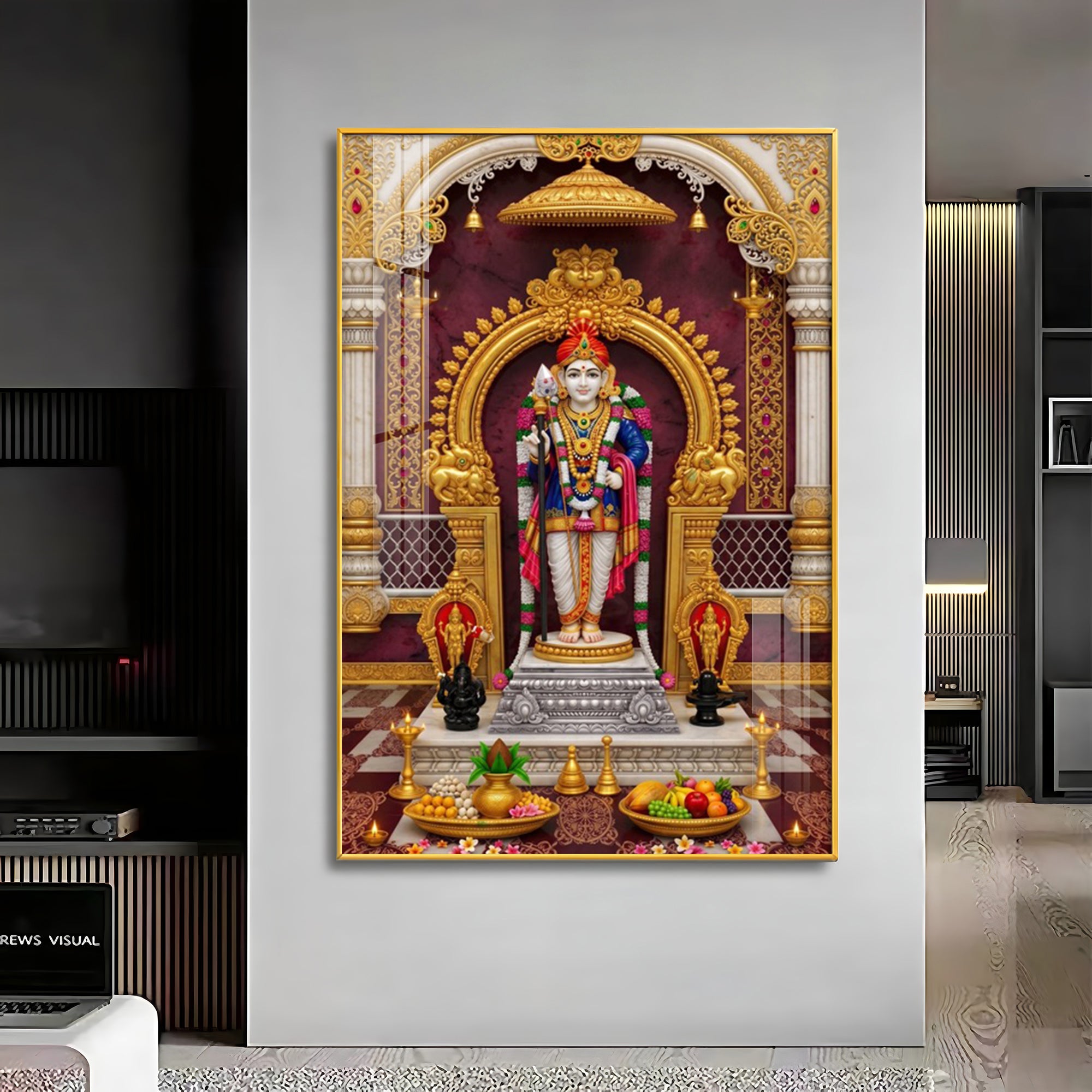 Palani Raja Lord Murugan Premium Acrylic Vertical Wall Art