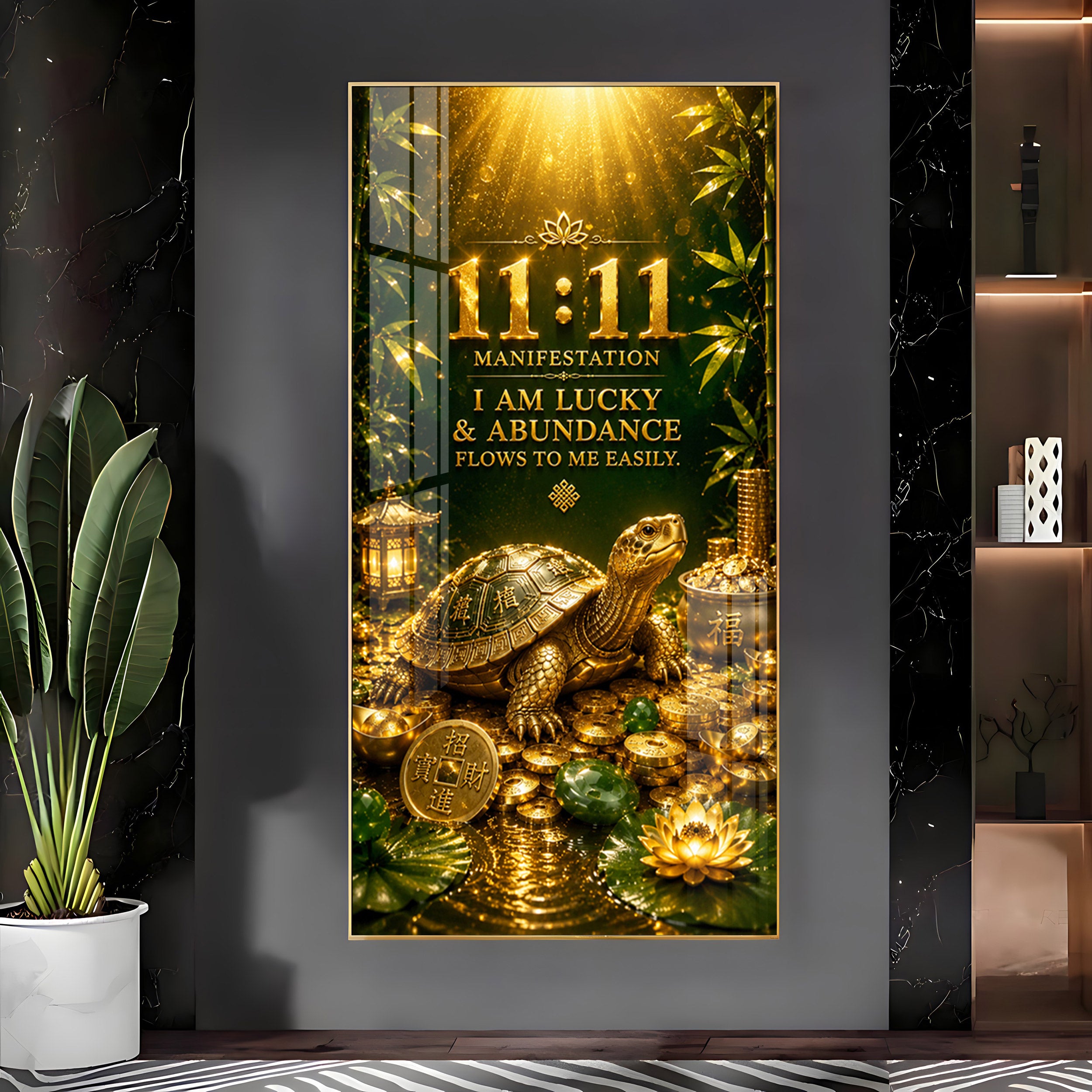 11:11 Manifestation Lucky Tortoise Premium Acrylic Vertical Wall Art