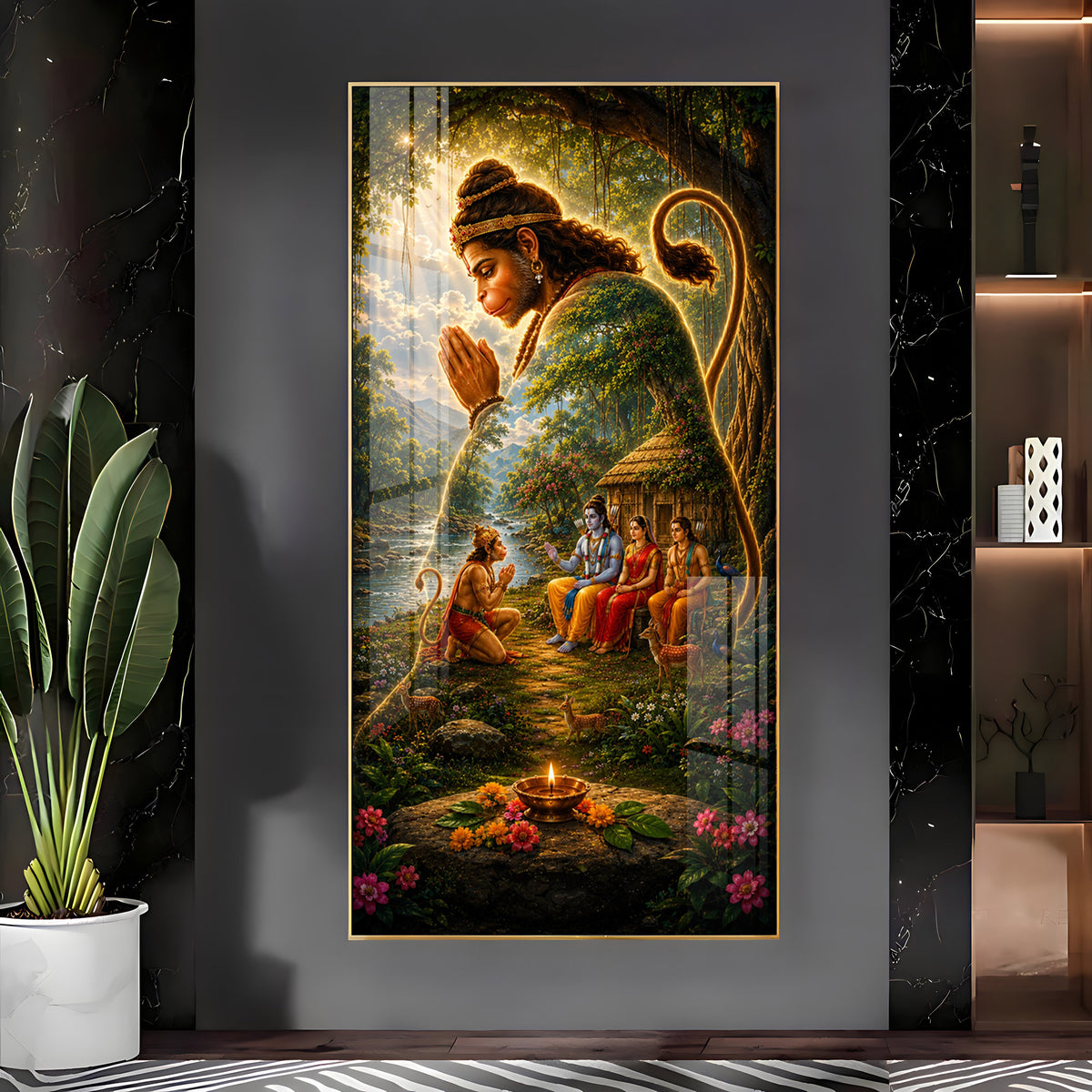 Lord Ram Sita Laxman With Hanuman Ji Premium Acrylic Vertical Wall Art