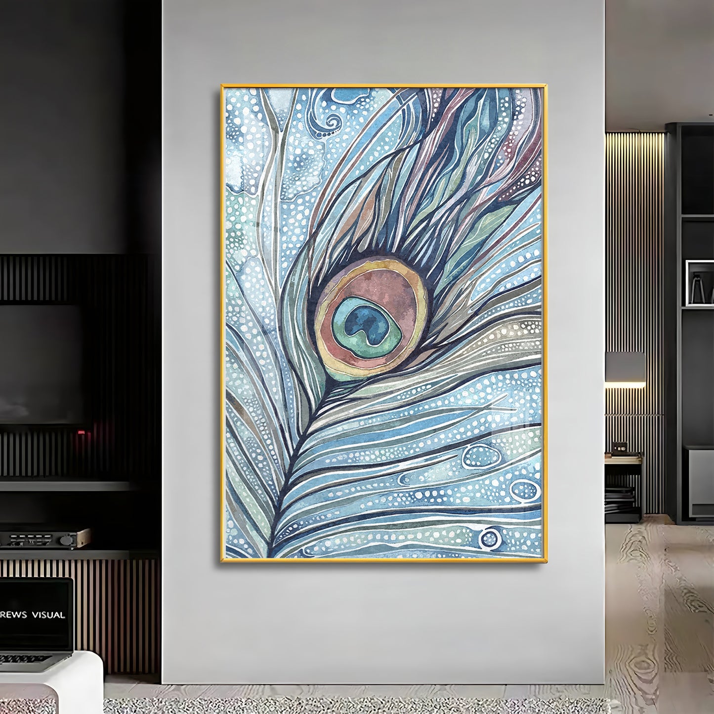 Abstract Peacock Feather Premium Acrylic Vertical Wall Art
