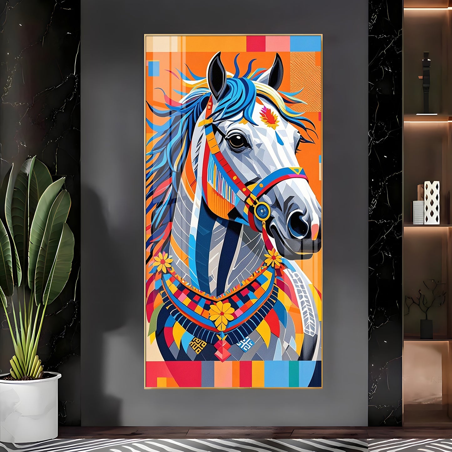 Multicolored Horse Premium Acrylic Vertical Wall Art
