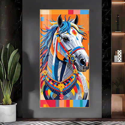 Multicolored Horse Premium Acrylic Vertical Wall Art