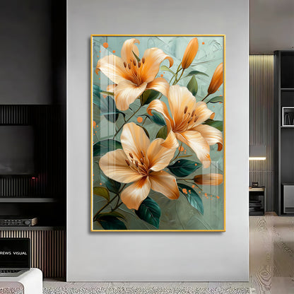 Elegant Orange Lily Flower Premium Acrylic Vertical Wall Art
