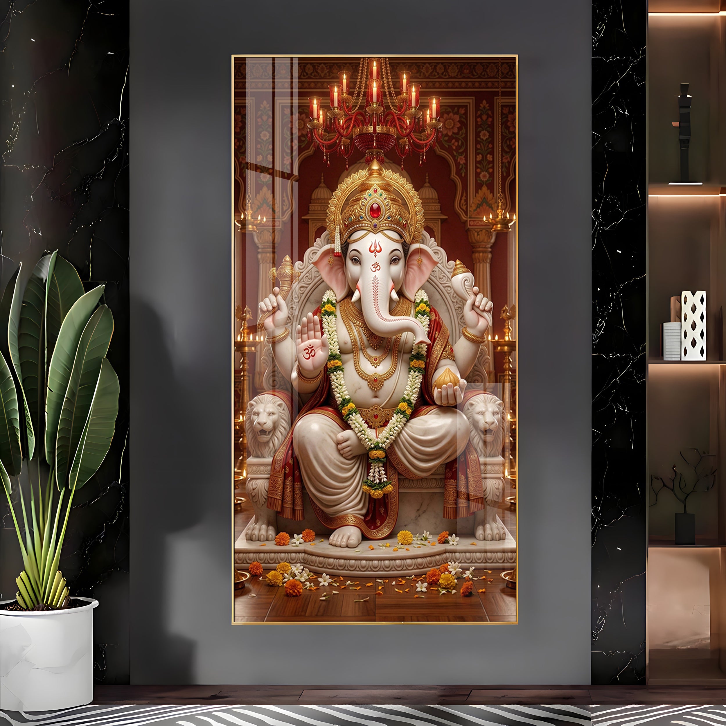 Divine Harmony Of Lord Ganesh Premium Acrylic Vertical Wall Art