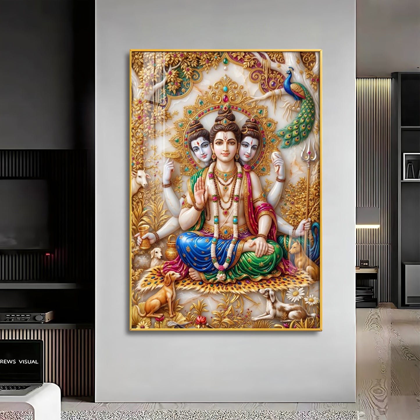 Hindu Lord Dattatreya Swamy Premium Acrylic Vertical Wall Art
