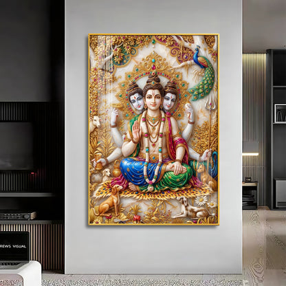 Hindu Lord Dattatreya Swamy Premium Acrylic Vertical Wall Art