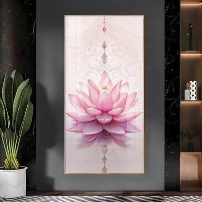 Pink Lotus Flower Premium Acrylic Vertical Wall Art